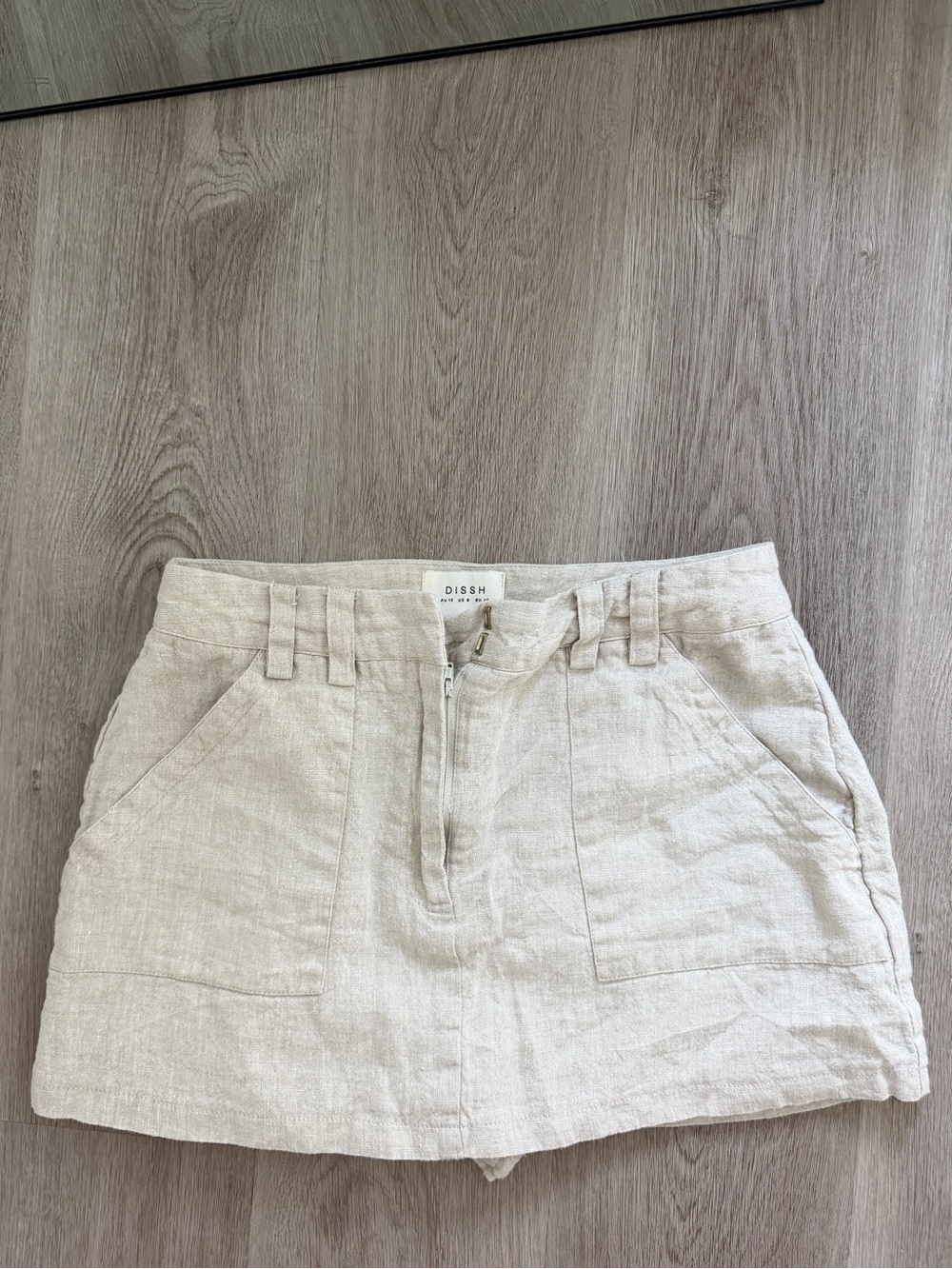 DISSH Linen Blend Cream Mini Skirt